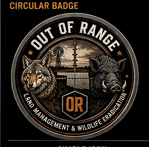 Out of Range circular badge